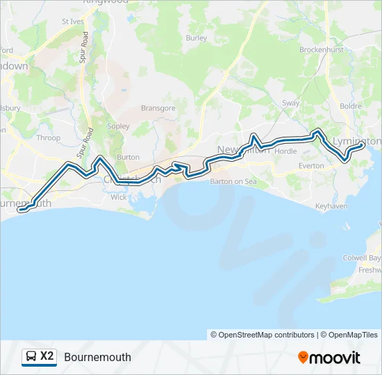 X2 Bus Line Map