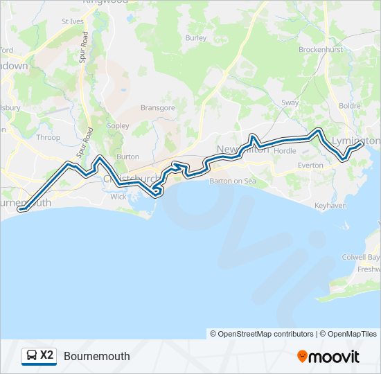 x2 Route Schedules, Stops & Maps Bournemouth (Updated)