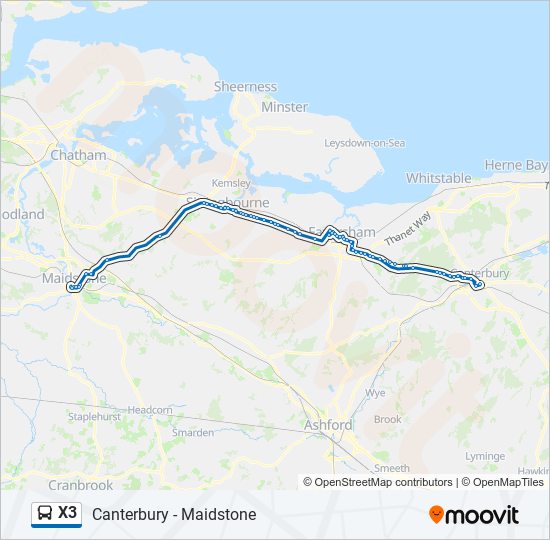 X3 bus Line Map