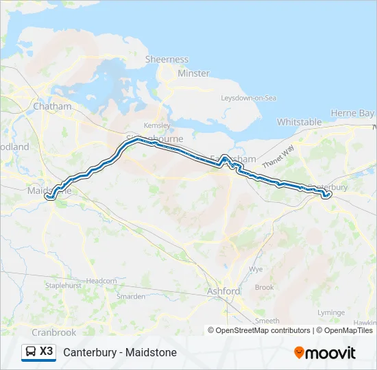 X3 Bus Line Map
