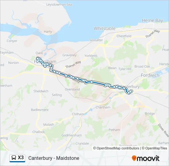 X3 Bus Line Map