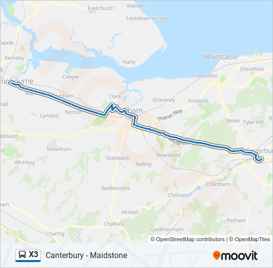 x3 Route: Schedules, Stops & Maps - Canterbury (Updated)