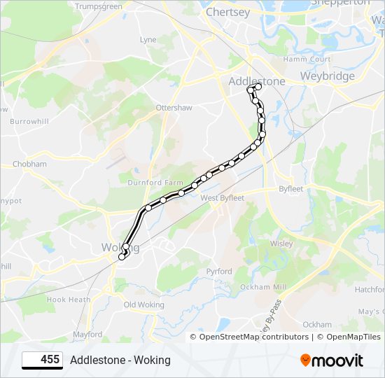 455 Route Schedules, Stops & Maps Woking (Updated)