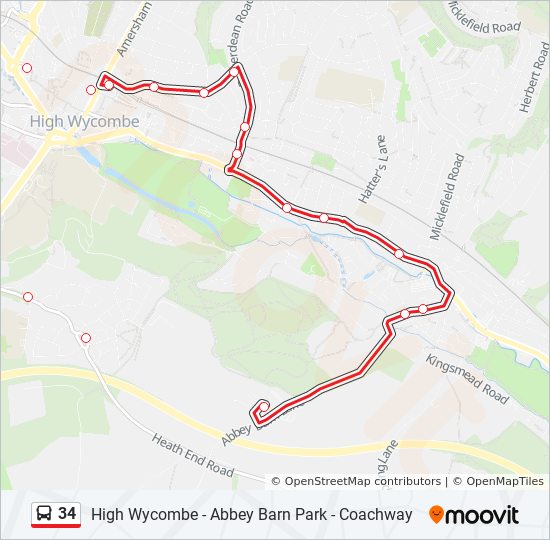 Bus 34 Route Map 34 Route: Schedules, Stops & Maps - High Wycombe (Updated)