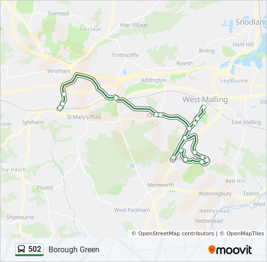 Bus 502 Route Map 502 Route: Schedules, Stops & Maps - Borough Green (Updated)