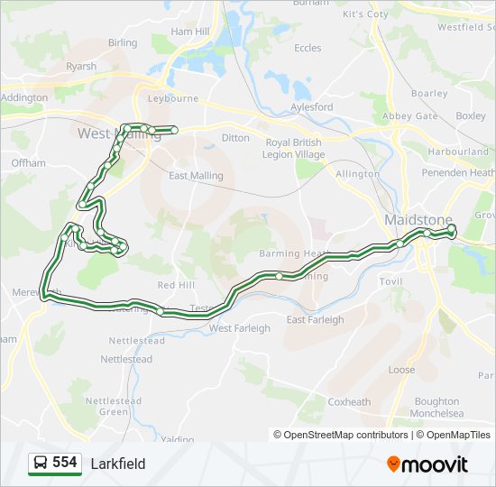 554 Bus Line Map
