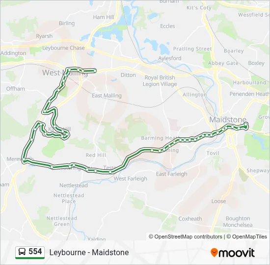 554 Route: Schedules, Stops & Maps - Larkfield (Updated)