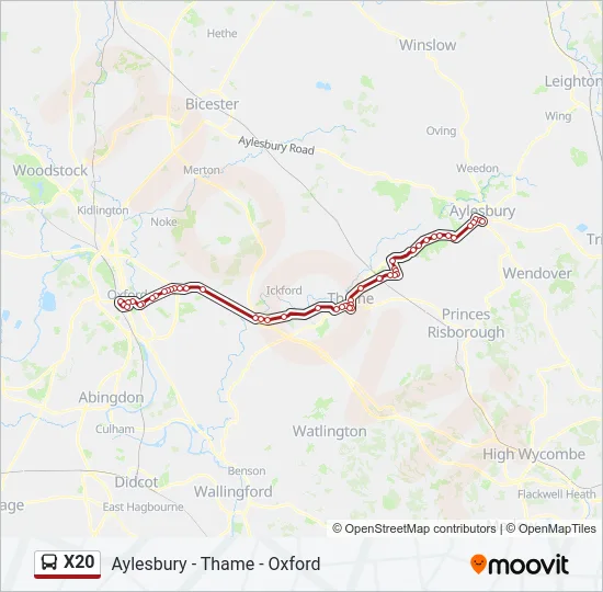X20 Bus Line Map
