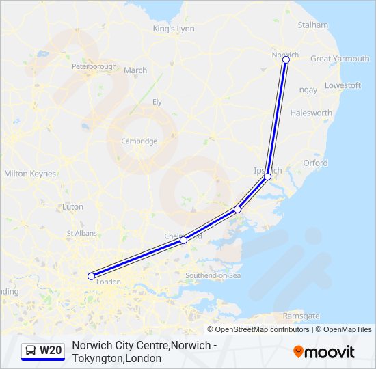 W20 Bus Line Map