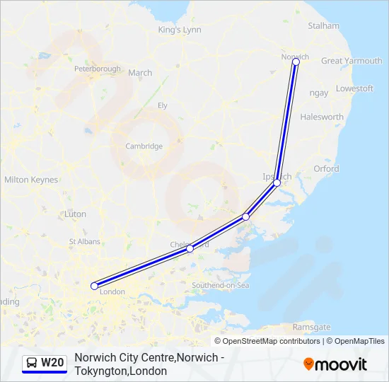 W20 Bus Line Map
