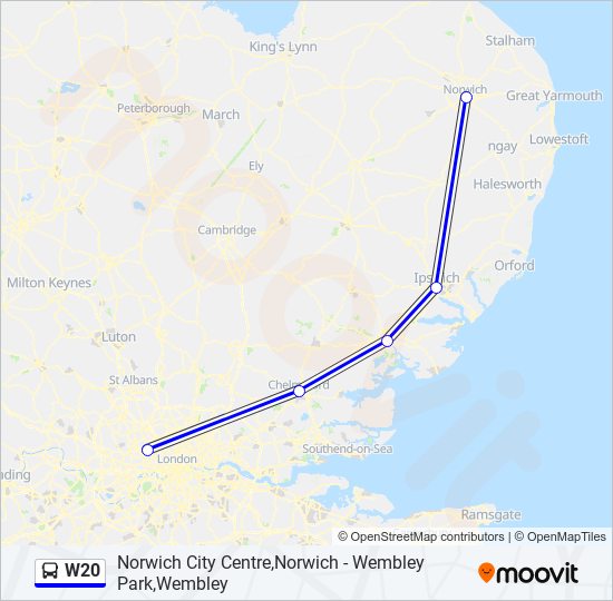 W20 Bus Line Map