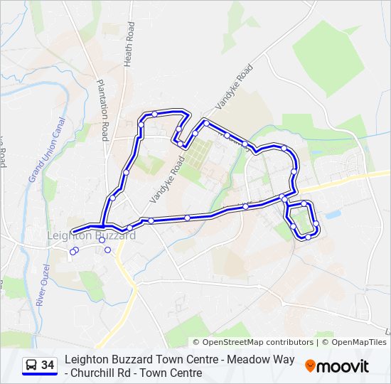 Bus 34 Route Map 34 Route: Schedules, Stops & Maps - Leighton Buzzard (Updated)