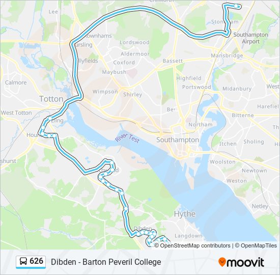626 Route Schedules Stops Maps Dibden Purlieu Updated 