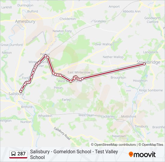 287 Bus Line Map