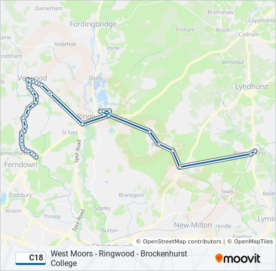 c18 Route: Schedules, Stops & Maps - West Moors (Updated)