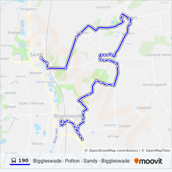 Bus 190 Route Map 190 Route: Schedules, Stops & Maps - Biggleswade (Updated)