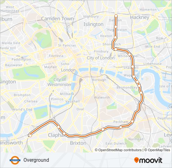 Denmark Hill Overground Map Overground Route: Schedules, Stops & Maps - Clapham Junction‎→Dalston  Junction (Updated)