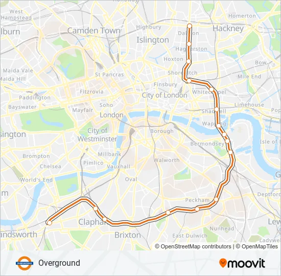 Clapham Junction Overground Map Overground Route: Schedules, Stops & Maps - Clapham Junction‎→Dalston  Junction (Updated)