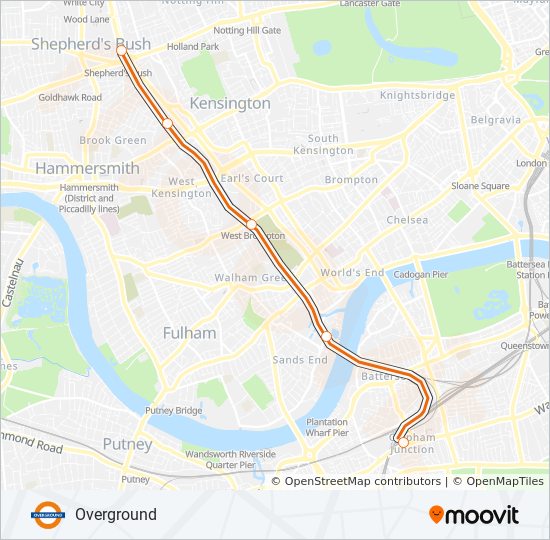 Shepherds Bush Overground Map Overground Route: Schedules, Stops & Maps - Clapham Junction‎→Shepherds Bush  (Updated)