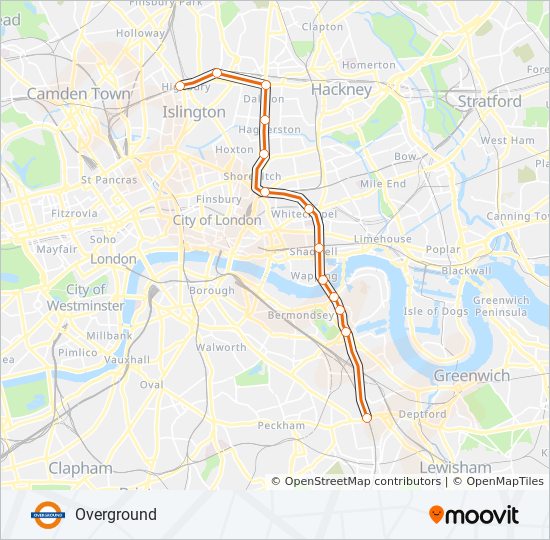 Highbury And Islington Overground Train Map Overground Route: Schedules, Stops & Maps - New Cross Gate‎→Highbury &  Islington (Updated)