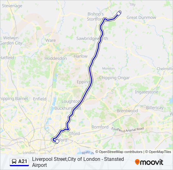 A21 bus Line Map