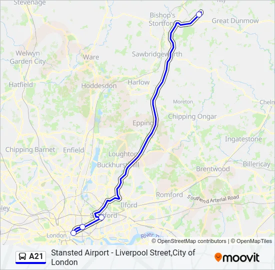A21 Bus Line Map