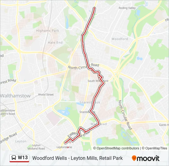 W13 Bus Line Map