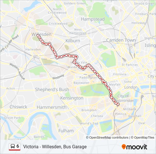 6 Route: Schedules, Stops & Maps - Willesden, Bus Garage (Updated)