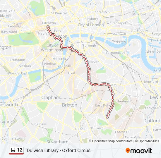 12 Route: Schedules, Stops & Maps - Oxford Circus (Updated)