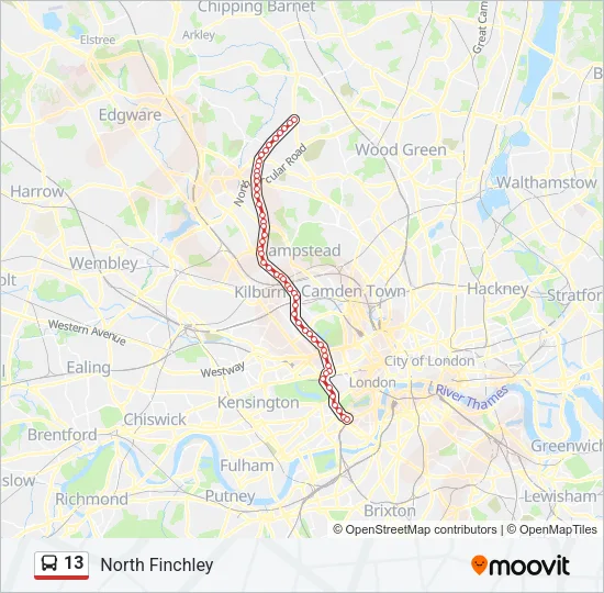 13 Bus Line Map