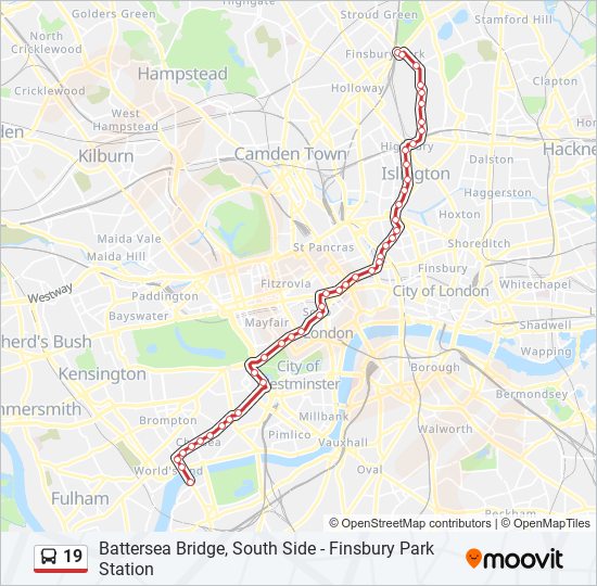 19 Route: Schedules, Stops & Maps - Finsbury Park Station (Updated)