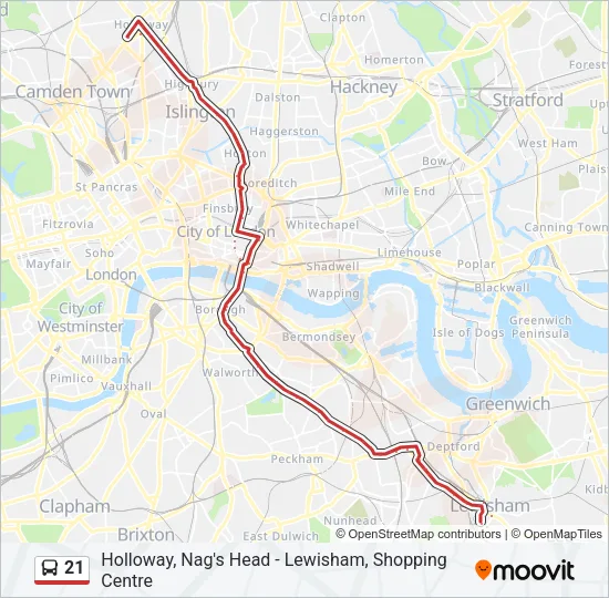 21 Bus Line Map