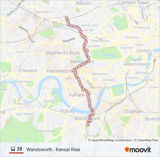 Bus 28 Route Map 28 Route: Schedules, Stops & Maps - Wandsworth (Updated)