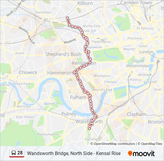 28 Route: Schedules, Stops & Maps - Wandsworth (Updated)