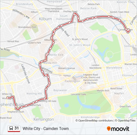 City Bus Route Map 31 Route: Schedules, Stops & Maps - White City (Updated)