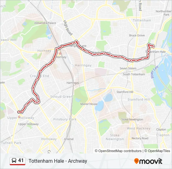 41 Bus Line Map