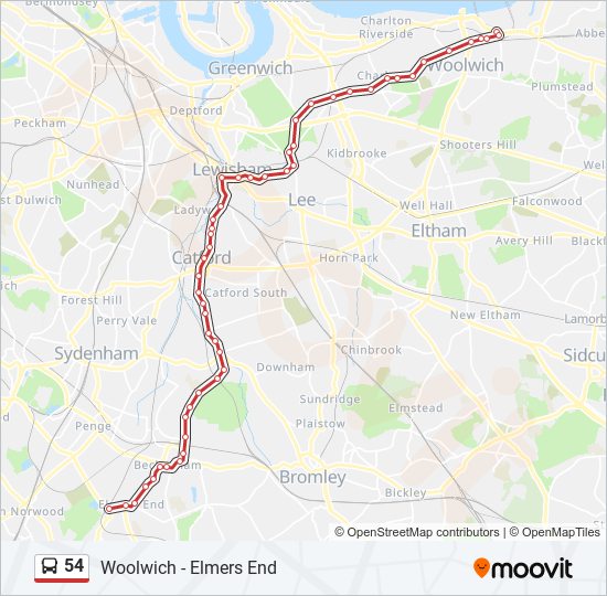 Bus 54 Route Map 54 Route: Schedules, Stops & Maps - Woolwich (Updated)