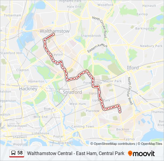 58 Route: Schedules, Stops & Maps - East Ham, Central Park (Updated)