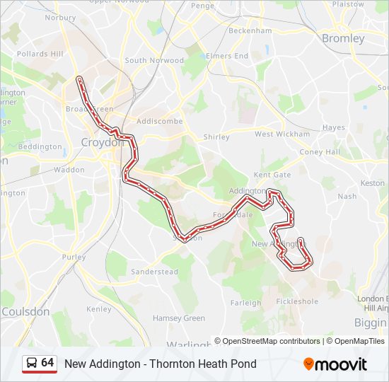 Bus 64 Route Map 64 Route: Schedules, Stops & Maps - New Addington (Updated)