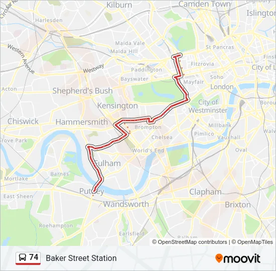 74 Bus Line Map