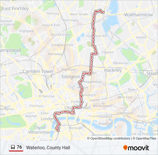 76 Route: Schedules, Stops & Maps - Waterloo, County Hall (Updated)