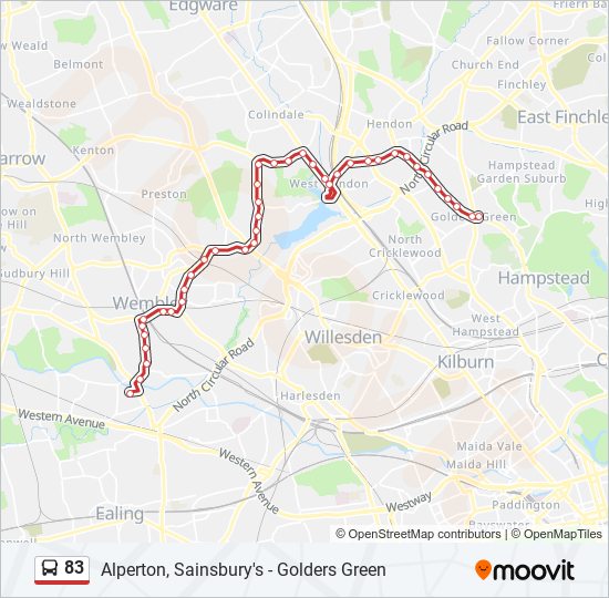 Bus 83 Route Map 83 Route: Schedules, Stops & Maps - Alperton (Updated)