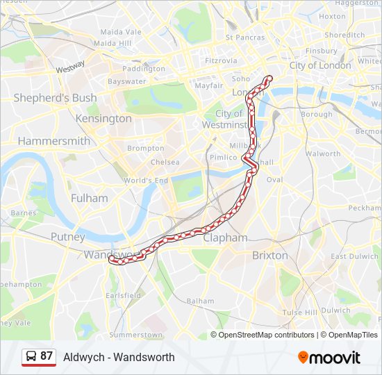 Bus 87 Route Map 87 Route: Schedules, Stops & Maps - Wandsworth (Updated)