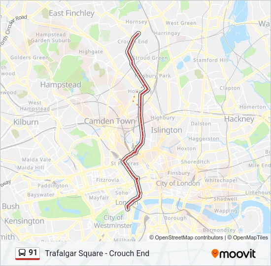 91 Bus Line Map