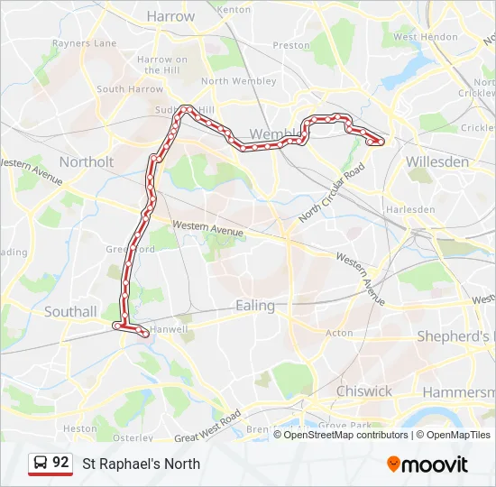 92 Bus Line Map
