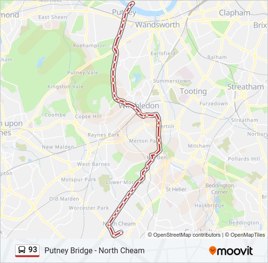 93 Bus Line Map
