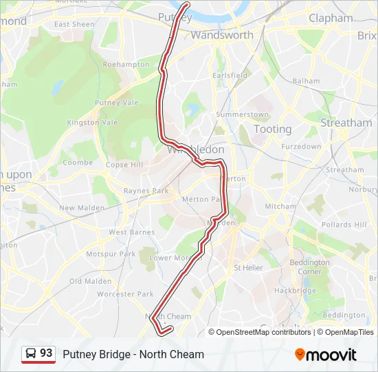 93 Bus Line Map