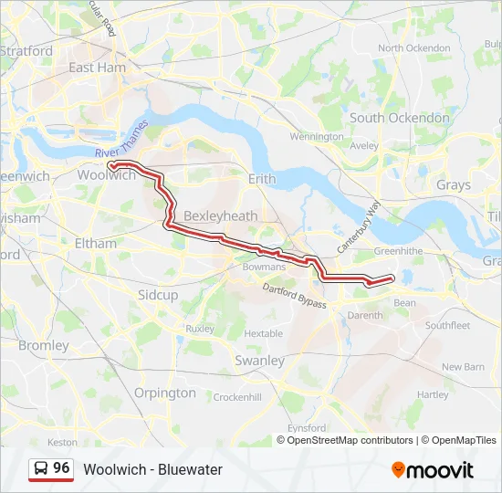 96 Bus Line Map