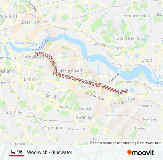 96 Bus Line Map