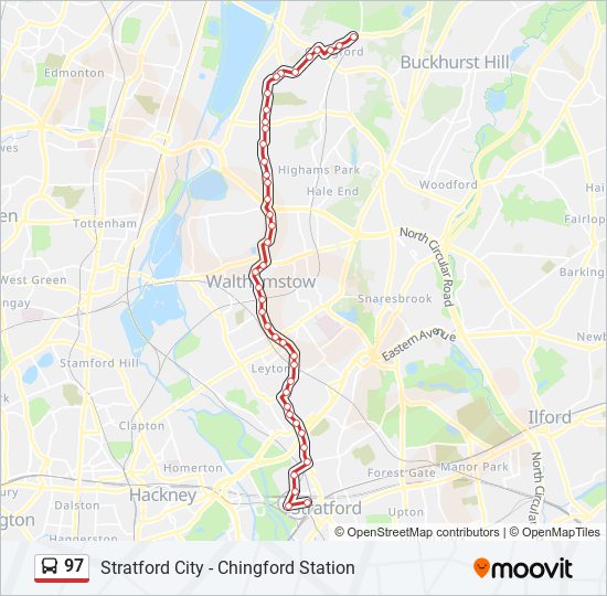 Bus 97 Route Map 97 Route: Schedules, Stops & Maps - Chingford Station (Updated)